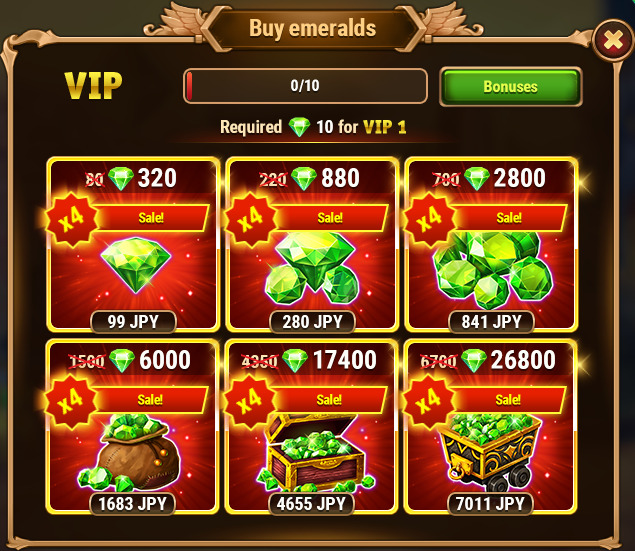 [Hero Wars]Emerald x4 Sale VIP0