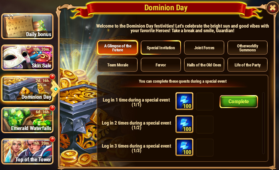 [Hero Wars Guide]Dominion Day Quests