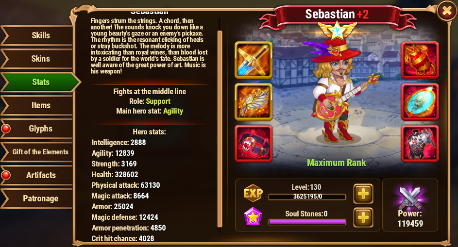 [Hero Wars Guide] Sebastian Stat Sumple