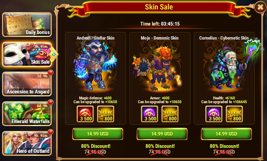 [Hero Wars] Skin Sale