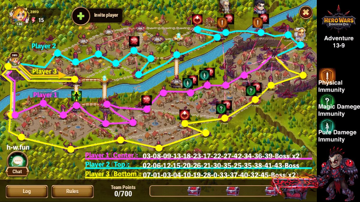 [Hero Wars Guide] adventures 13-9 Best Route