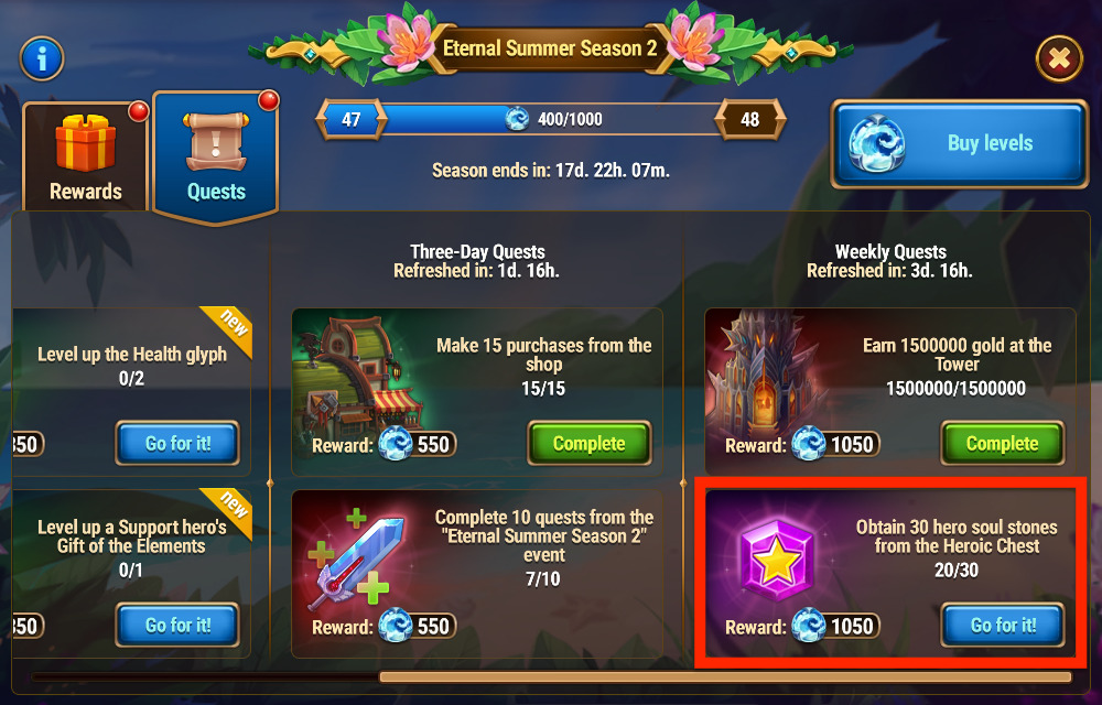 [Hero Wars Guide] Seasons Heroic Chest mission