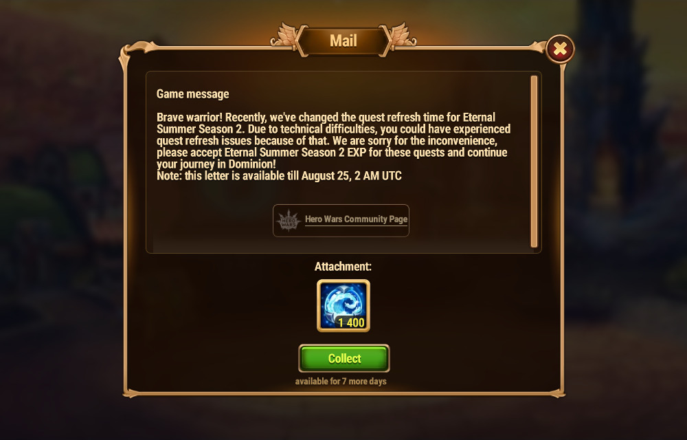 [Hero Wars Guide] Seasons Quest Renewal Time Is Changing