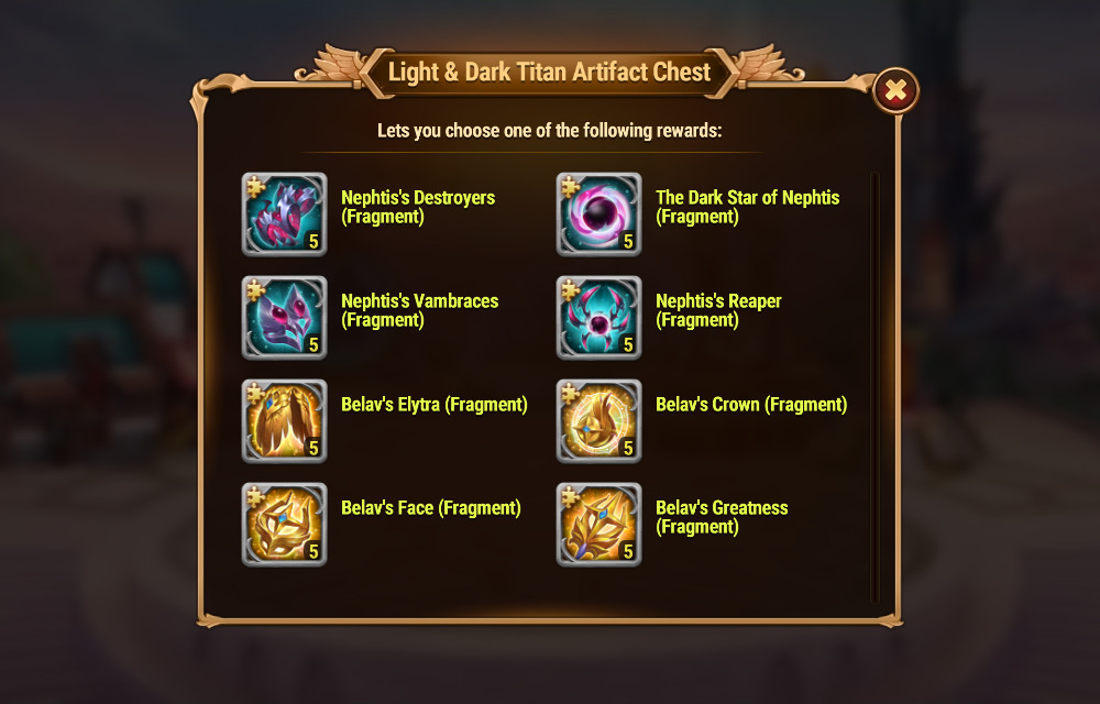 [Hero Wars Guide] Light and Dark Titan Artifact Chest