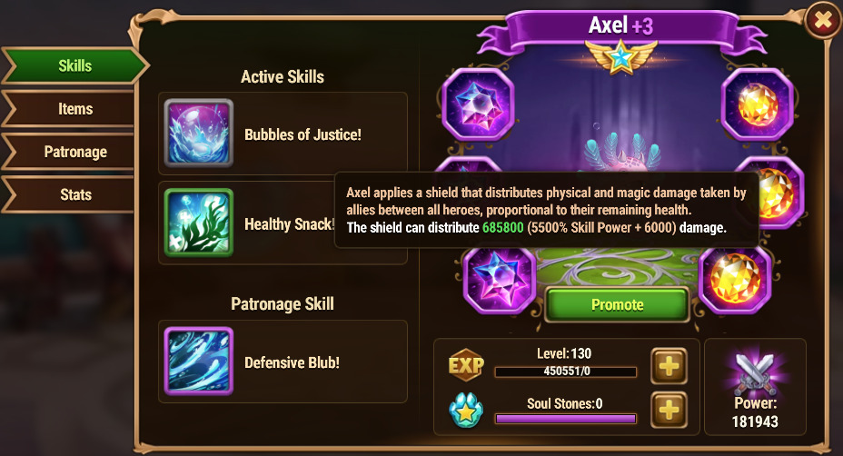 [Hero Wars Guide] Axel Healthy Snack