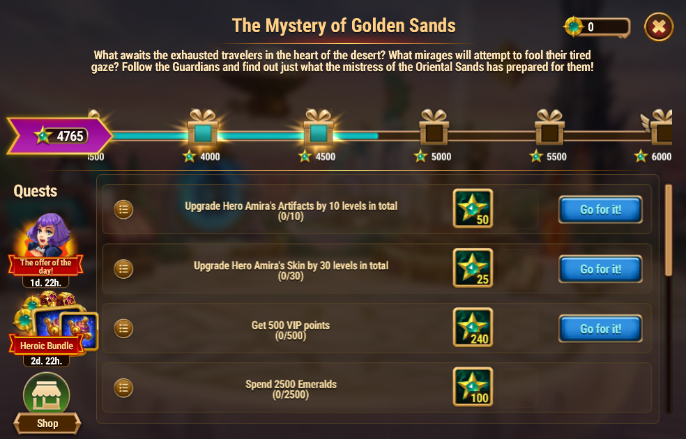 [Hero Wars Guide] The Mystery of Golden Sands Quests
