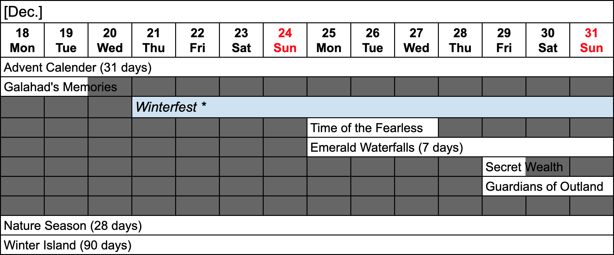 [Hero Wars Guide] Event Calendar 2023 Week49
