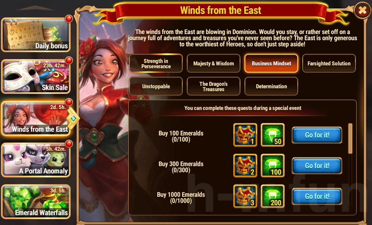 [Hero Wars Guide] The winds from the East Quests