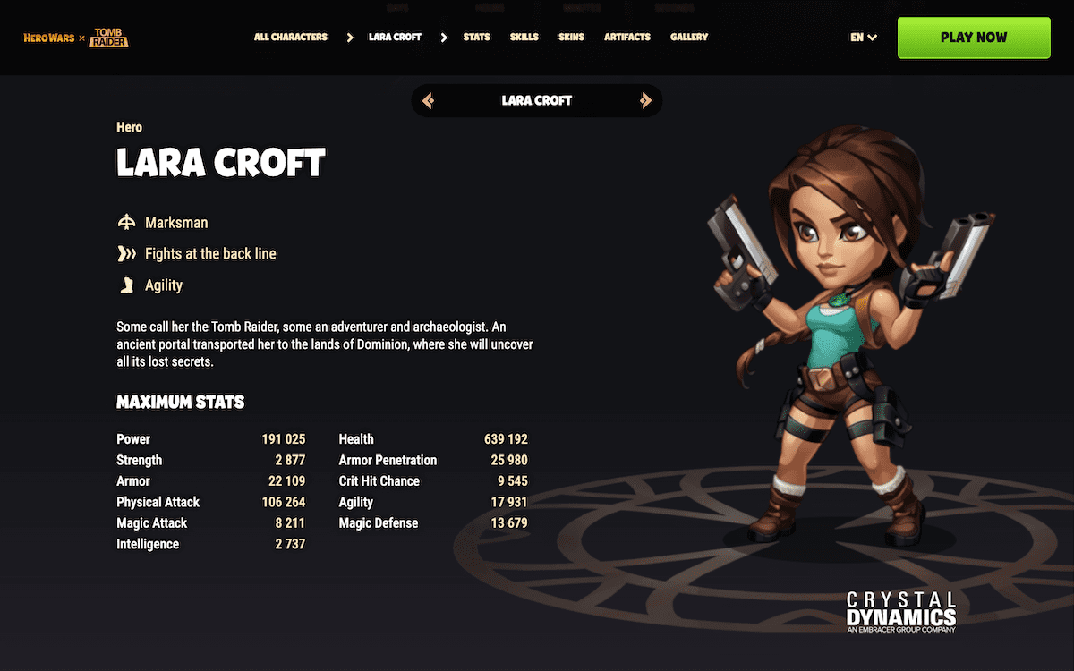 [Hero Wars Guide] Lara Croft stat