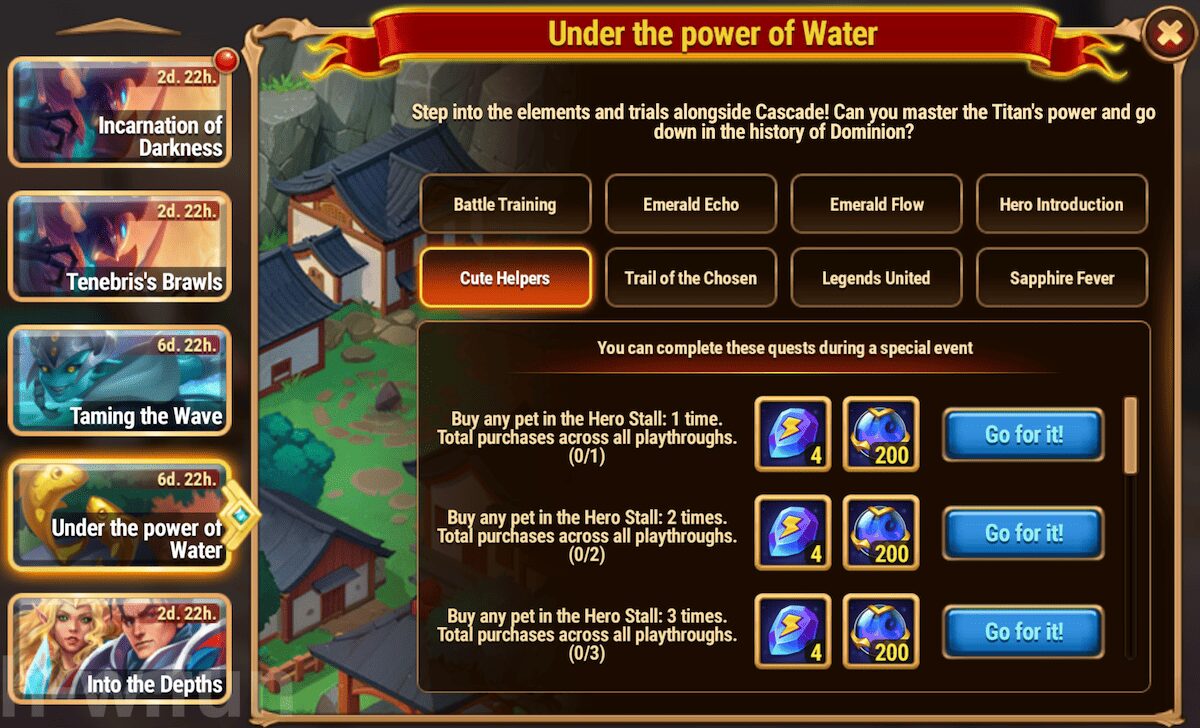 [Hero Wars Guide] Under the power of Water Quests