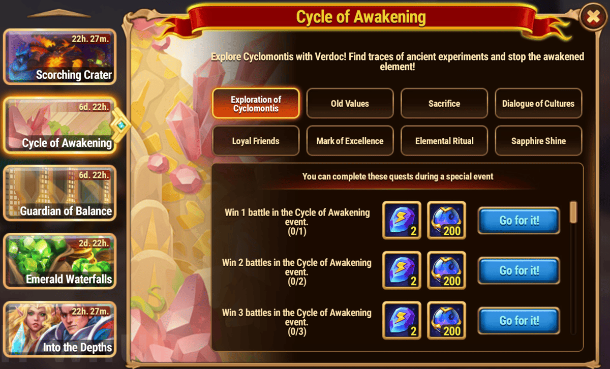 [Hero Wars Guide] Cycle of Awakening tasks