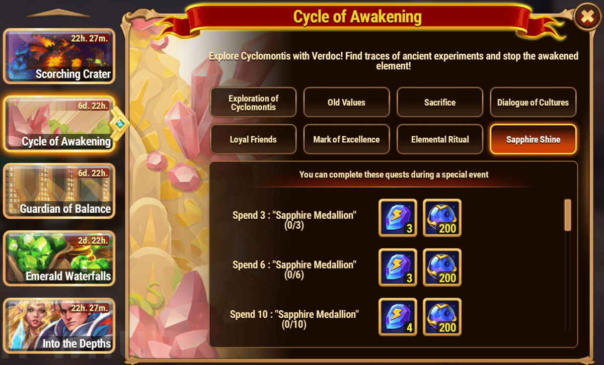 [Hero Wars Guide] Cycle of Awakening tasks