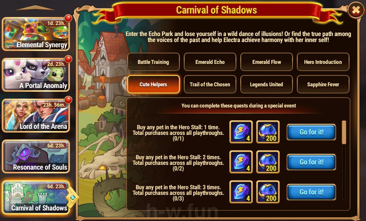 [Hero Wars Guide] Carnival of Shadows Quests