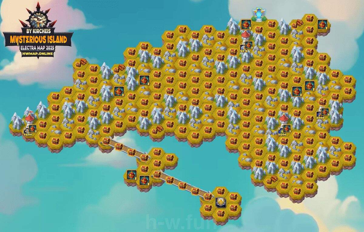 [Hero Wars Guide] Mysterious Island 16 Electra maps view