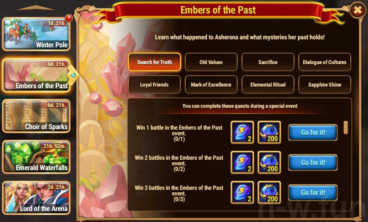 [Hero Wars Guide] Embers of the Past Quests