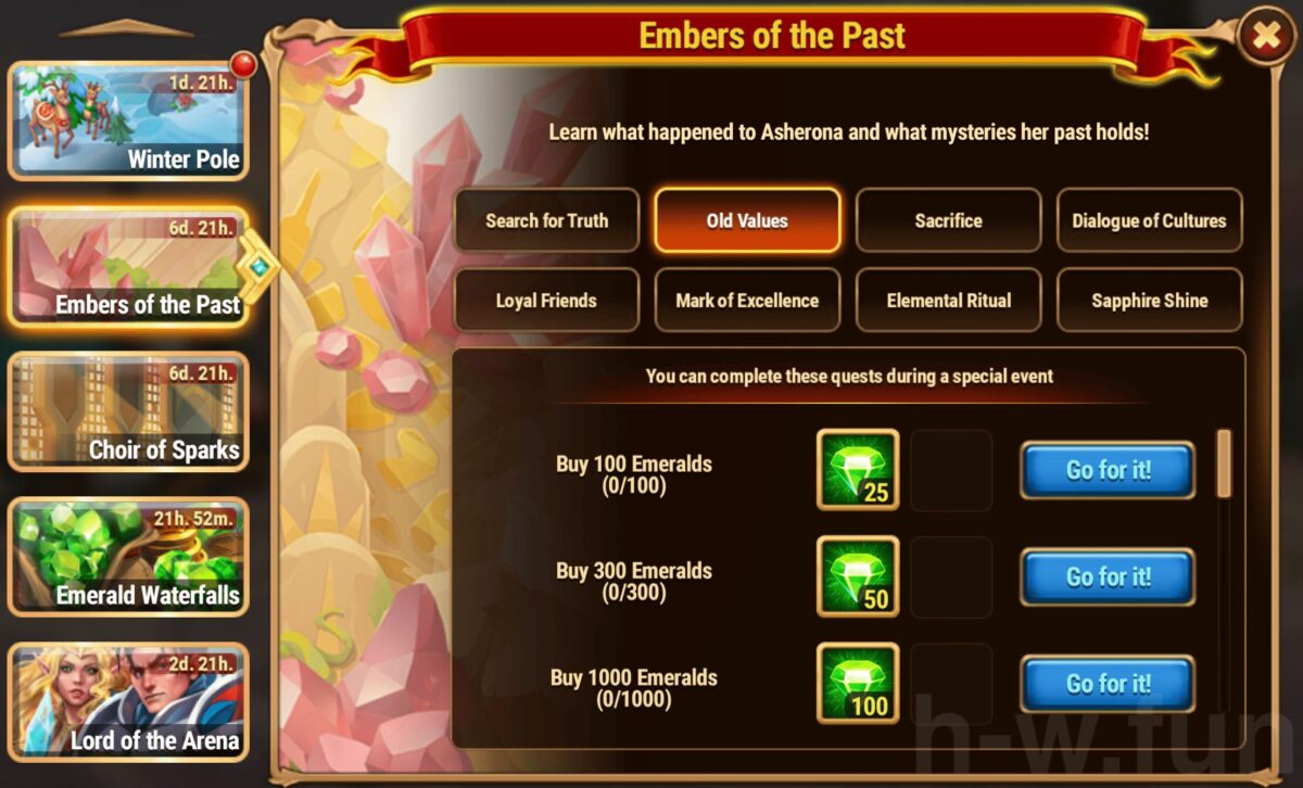 [Hero Wars Guide] Embers of the Past Quests