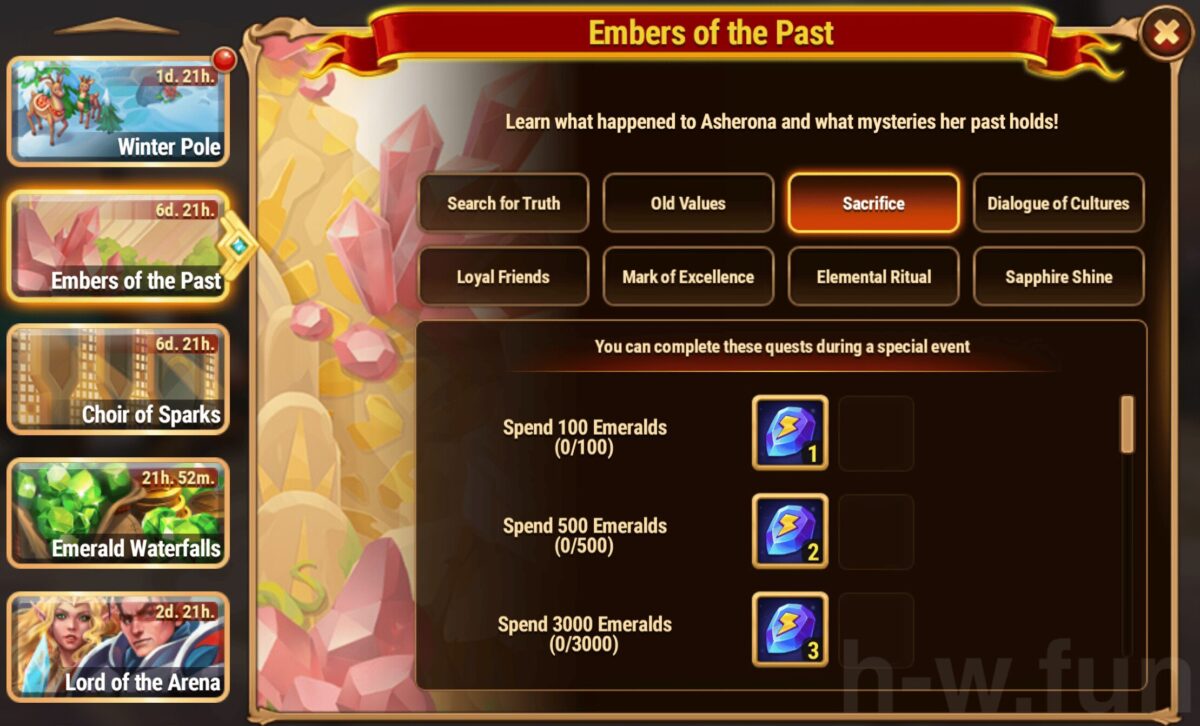 [Hero Wars Guide] Embers of the Past Quests