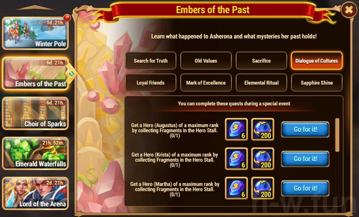 [Hero Wars Guide] Embers of the Past Quests
