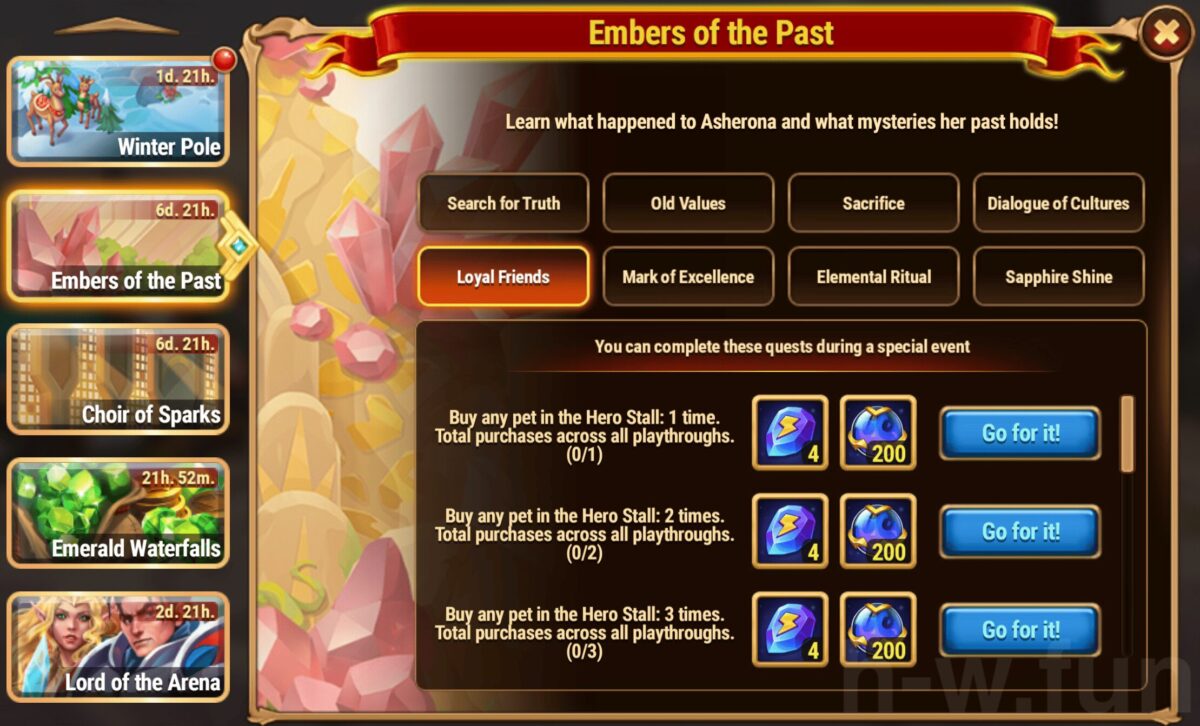 [Hero Wars Guide] Embers of the Past Quests