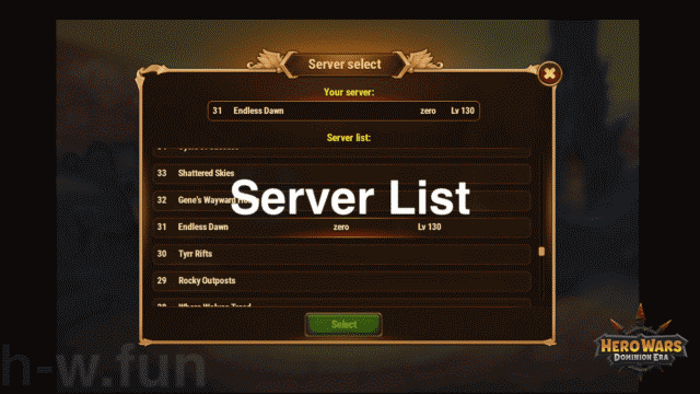 [Hero Wars Guide] Server List