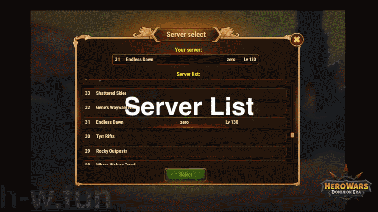 [Hero Wars Guide]Server List - Insights with HeroWars Login