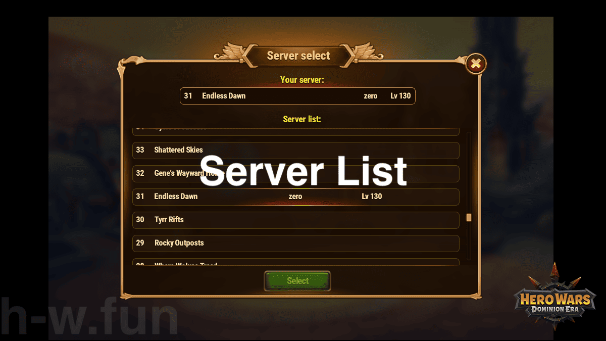 [Hero Wars Guide] Server List