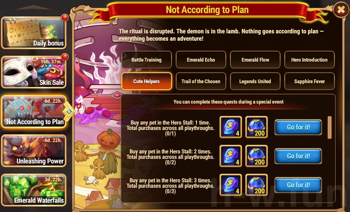 [Hero Wars Guide] Not According to Plan Quests