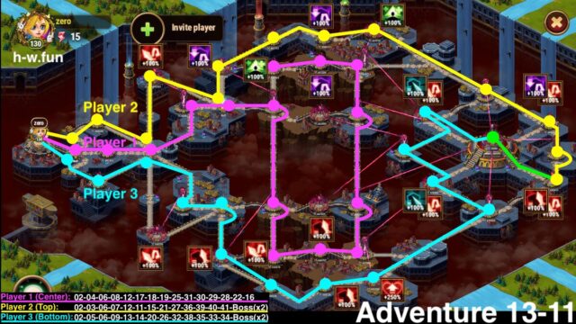 [Hero Wars Guide] Adventures 13-11 Best Route