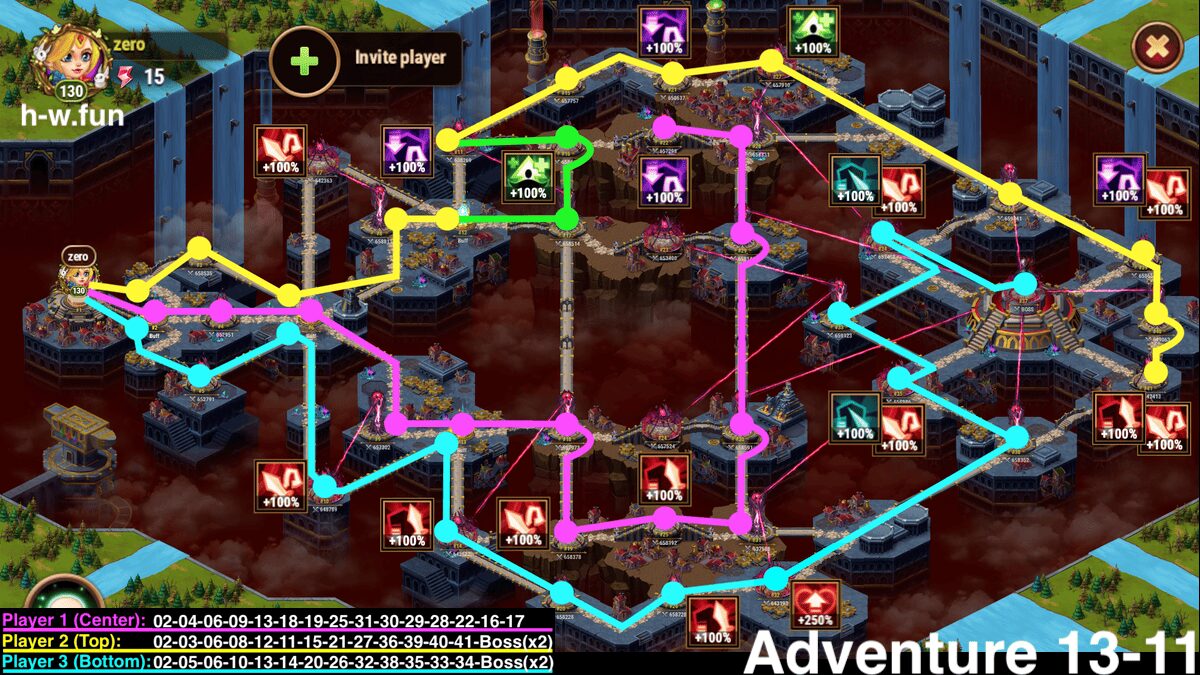 [Hero Wars Guide] Adventures 13-11 Best Route