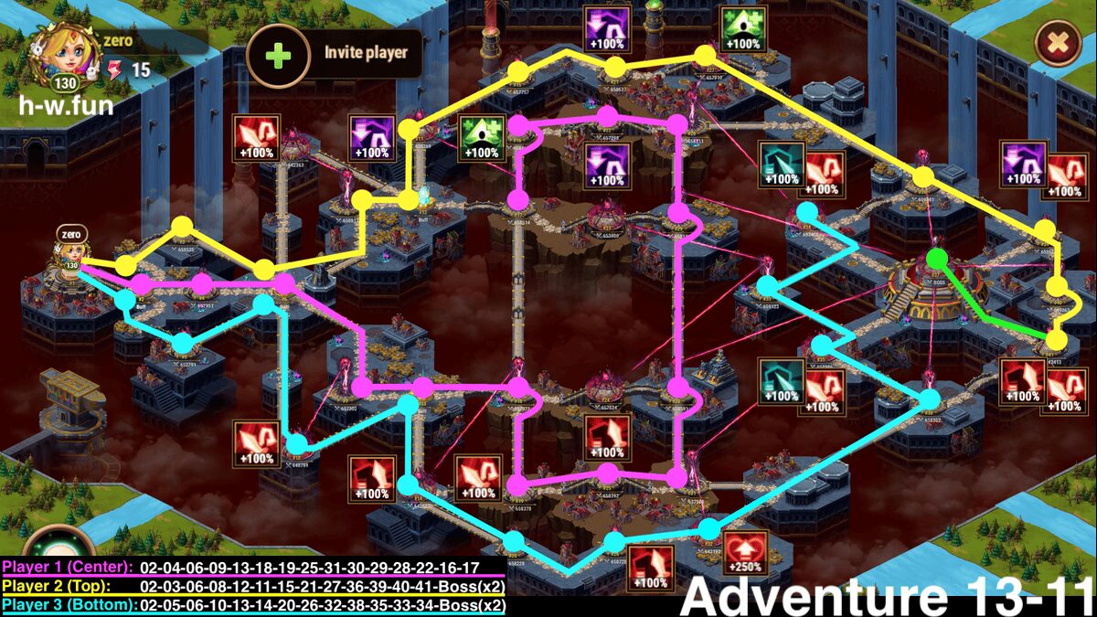[Hero Wars Guide] Adventures 13-11 Best Route