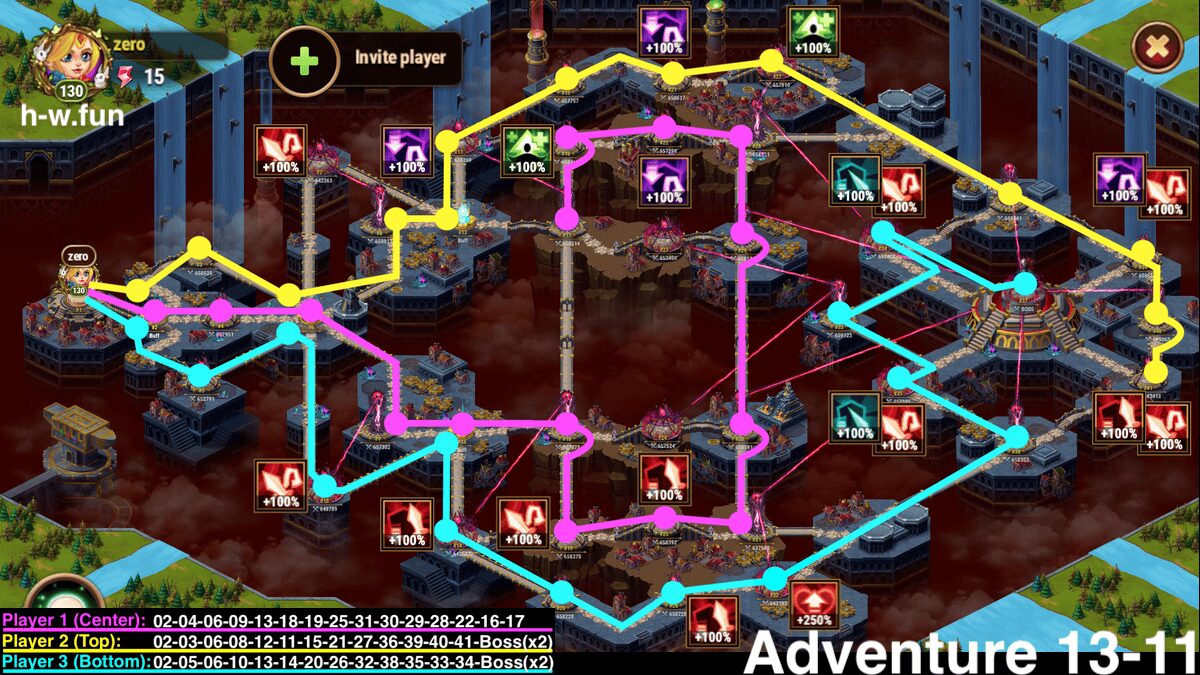 [Hero Wars Guide] Adventures 13-11 Best Route
