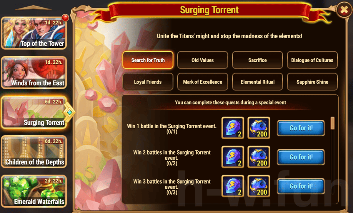 [Hero Wars Guide] Surging Torrent Quests