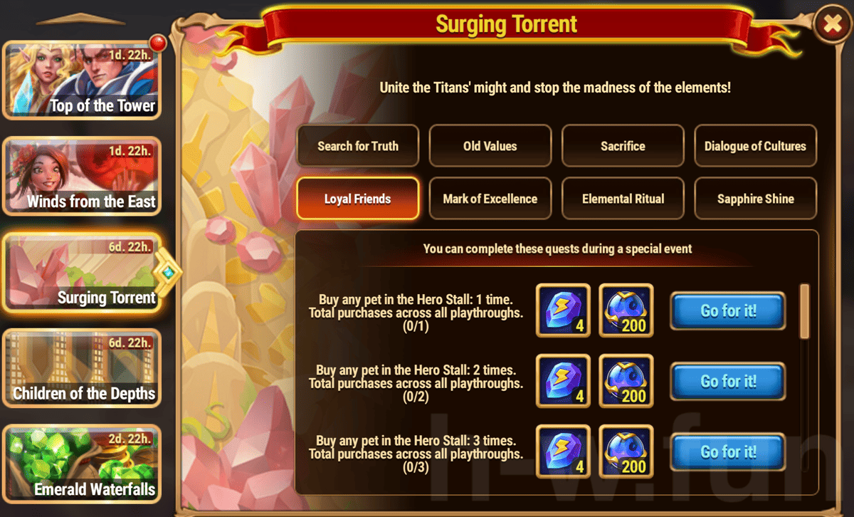 [Hero Wars Guide] Surging Torrent Quests
