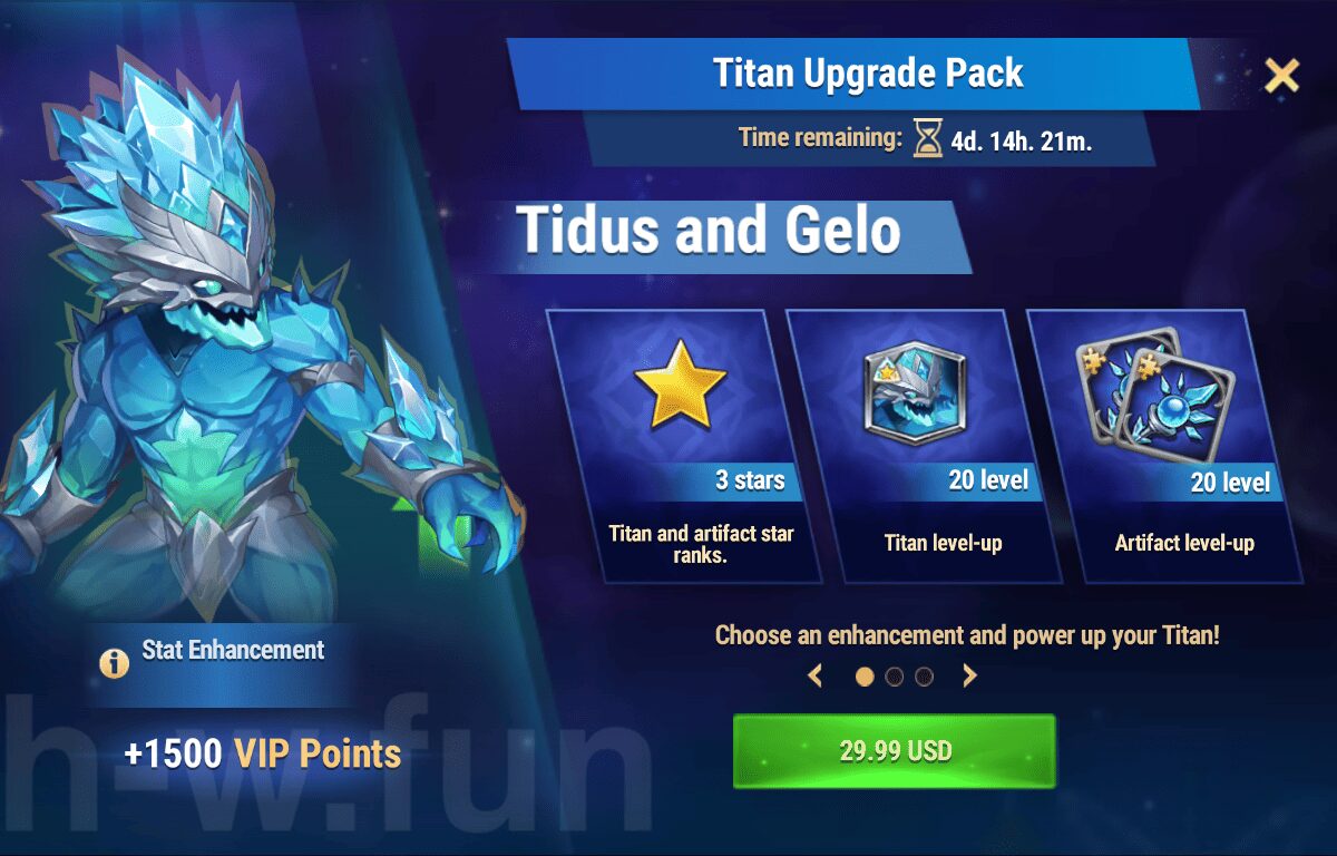 [Hero Wars Guide] Titan Upgrade Pack (Tidus and Gelo)