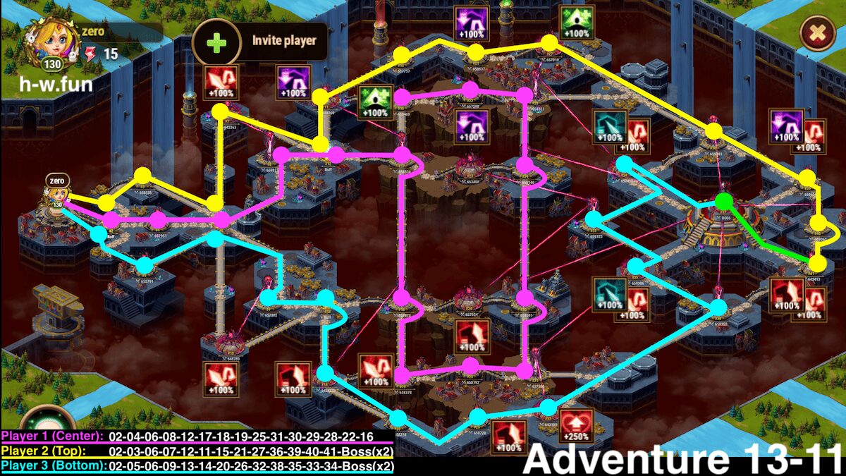 [Hero Wars Guide] Adventures 13-11 Best Route