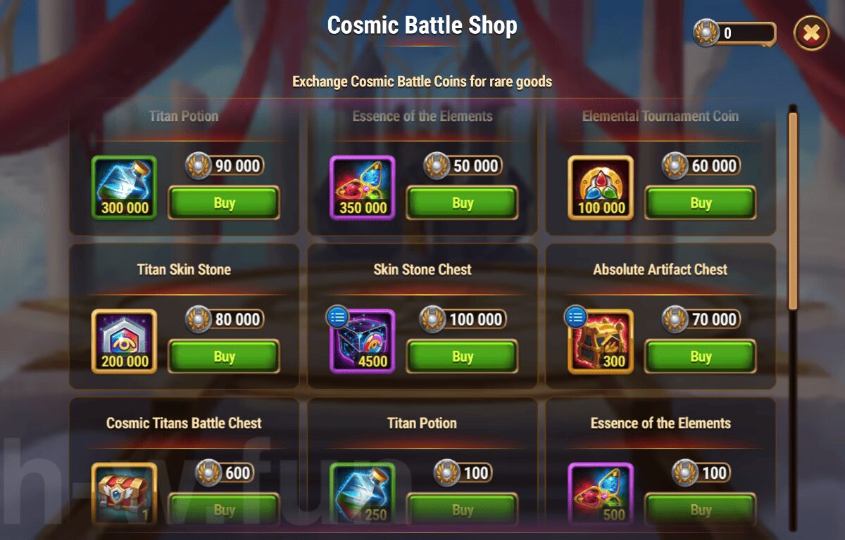 [Hero Wars Guide] Cosmic Battle Titan edition Shop