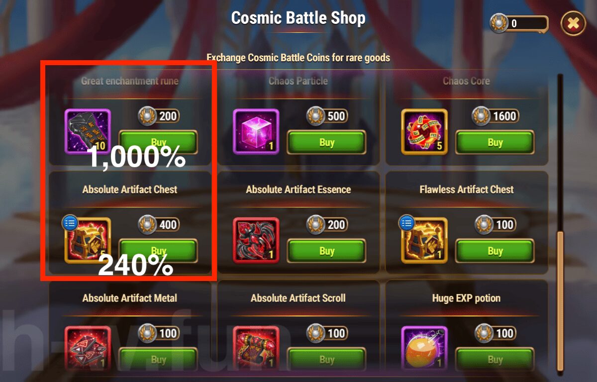 [Hero Wars Guide] Cosmic Battle Shop Recommended