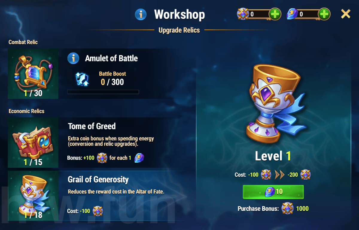 [Hero Wars Guide] Workshop Relics