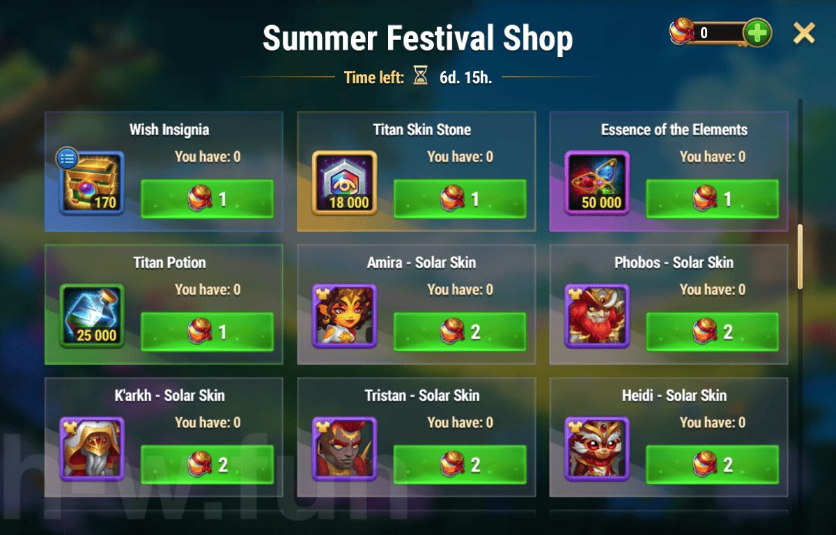 [Hero Wars Guide] Summer Festival Shop 2026