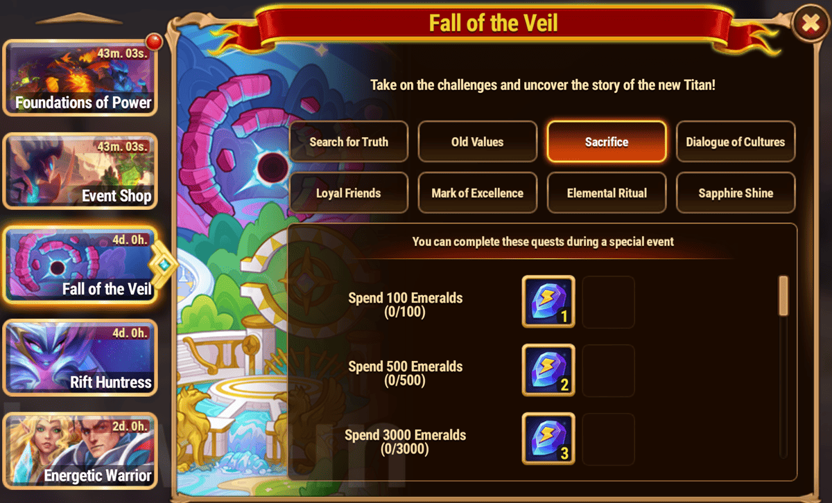 [Hero Wars Guide] Fall of the Veil Tasks and Rewards