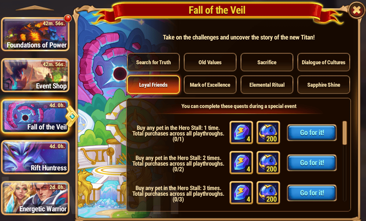 [Hero Wars Guide] Fall of the Veil Tasks and Rewards