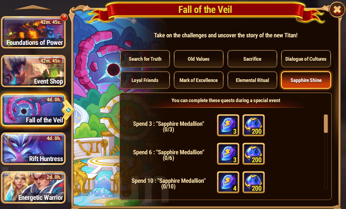 [Hero Wars Guide] Fall of the Veil Tasks and Rewards