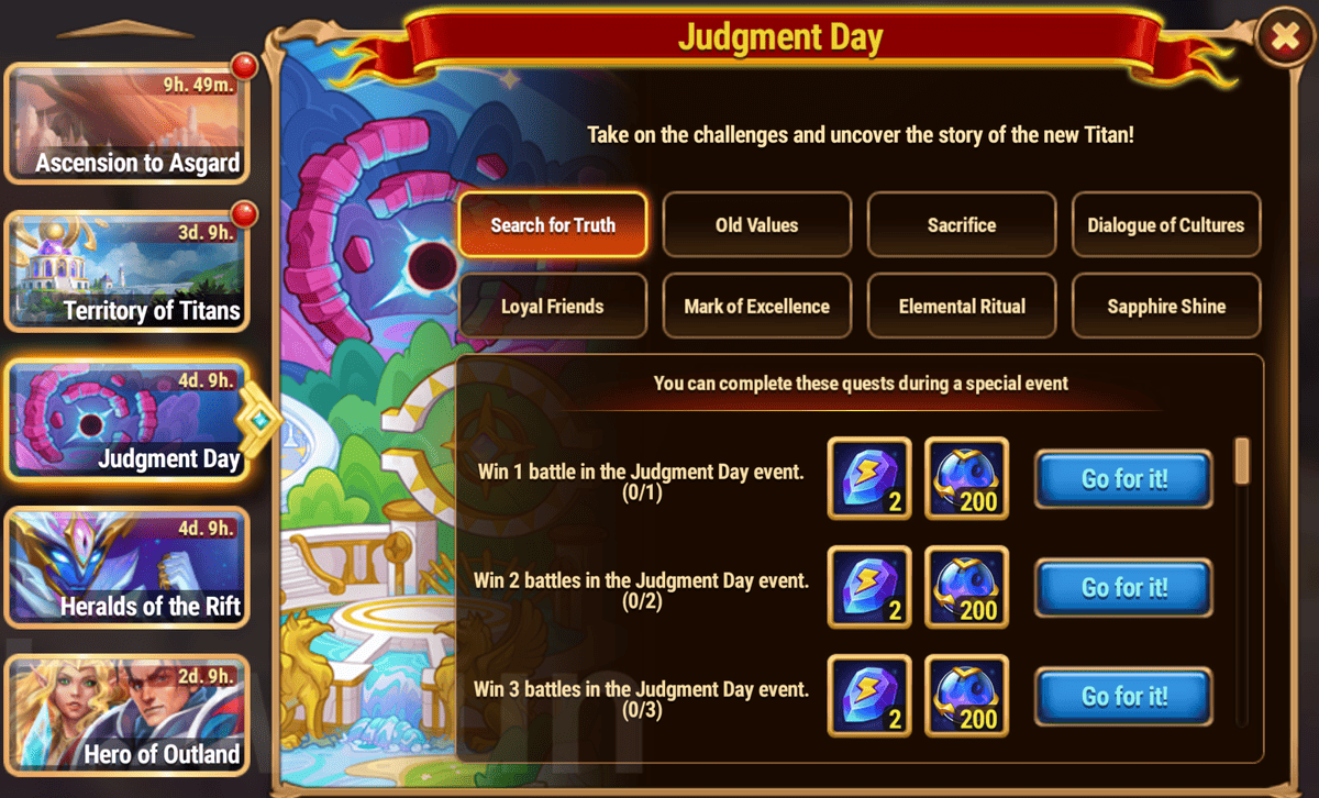 [Hero Wars Guide] Judgment Day Tasks and Rewards