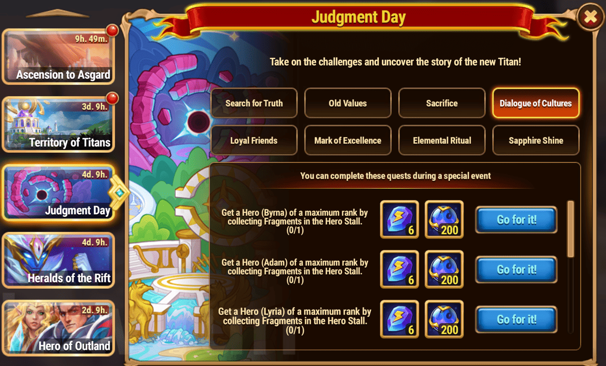 [Hero Wars Guide] Judgment Day Tasks and Rewards