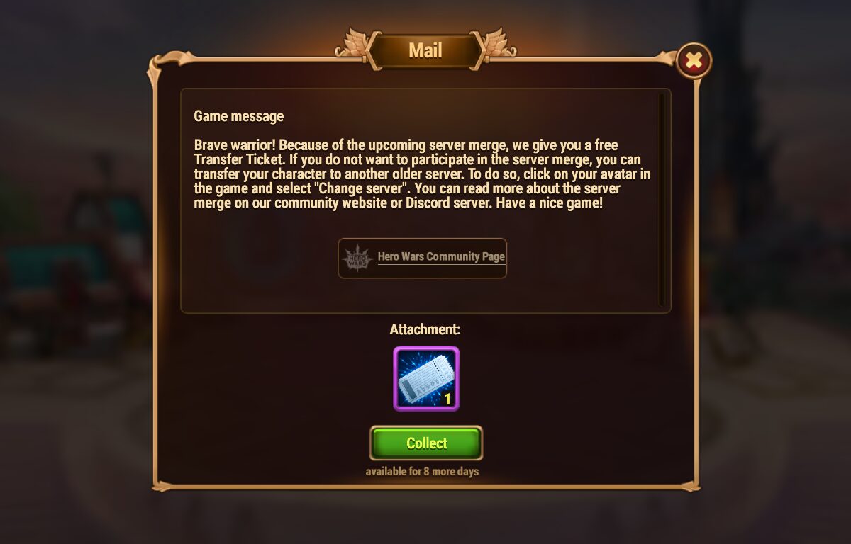 [Hero Wars Guide] Transfer Ticket