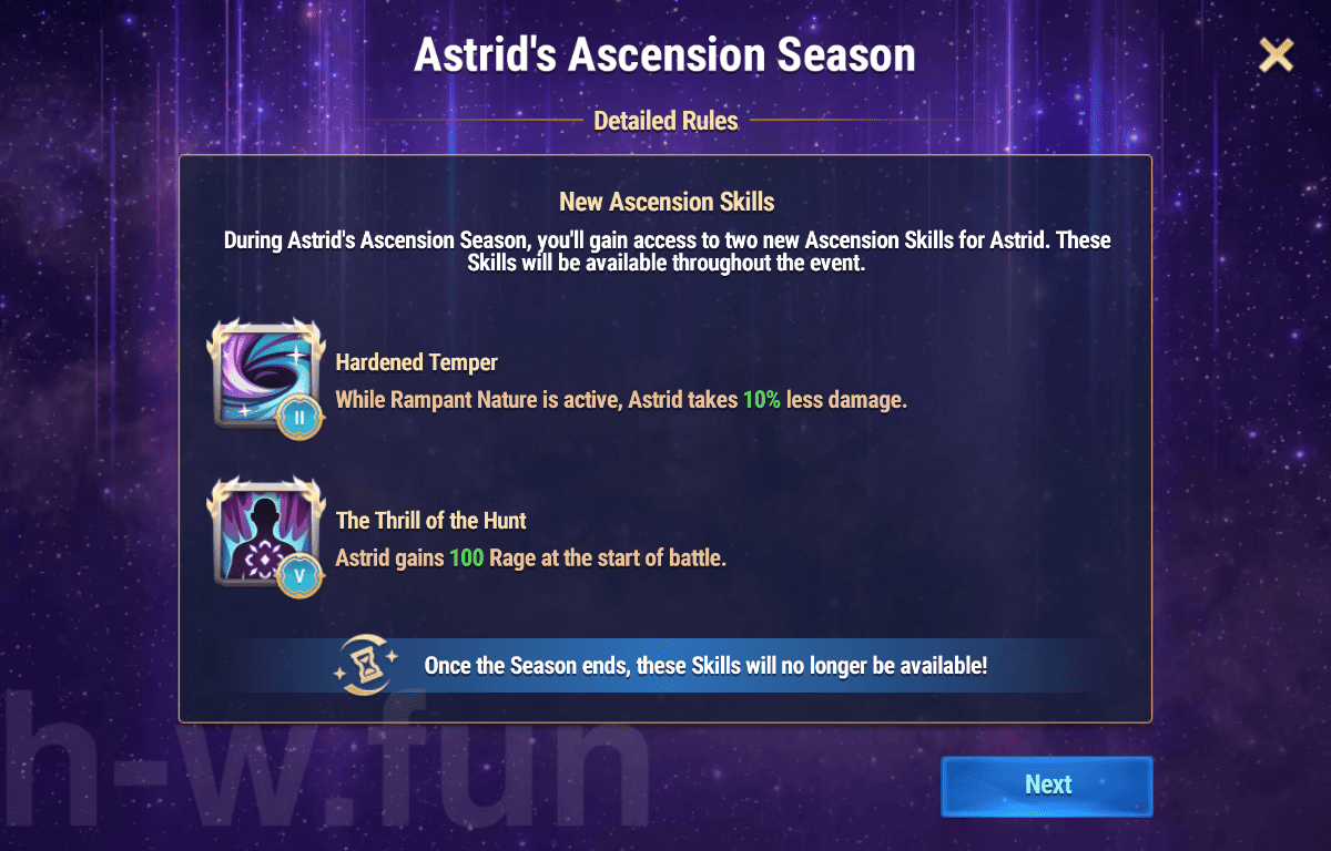 [Hero Wars Guide] Astrid Ascension Season