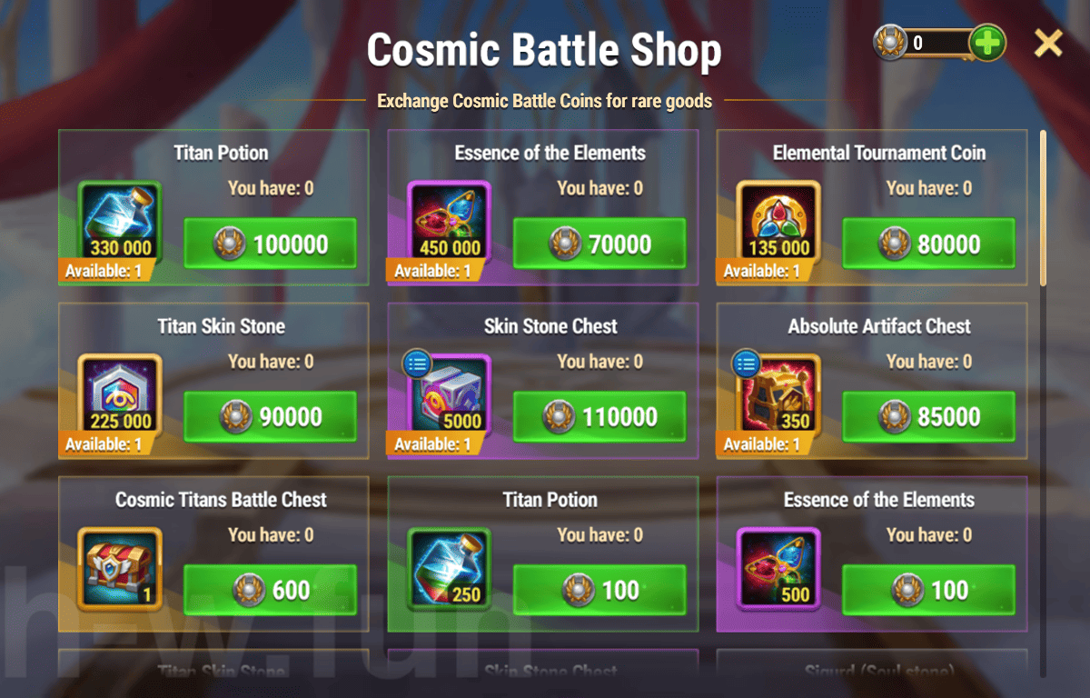 [Hero Wars Guide] Cosmic Battle Titan Edition Shop Ver2