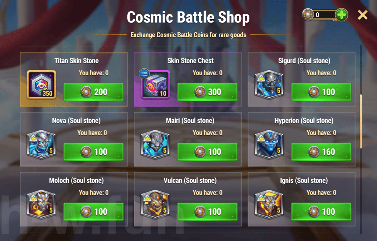 [Hero Wars Guide] Cosmic Battle Titan Edition Shop Ver2