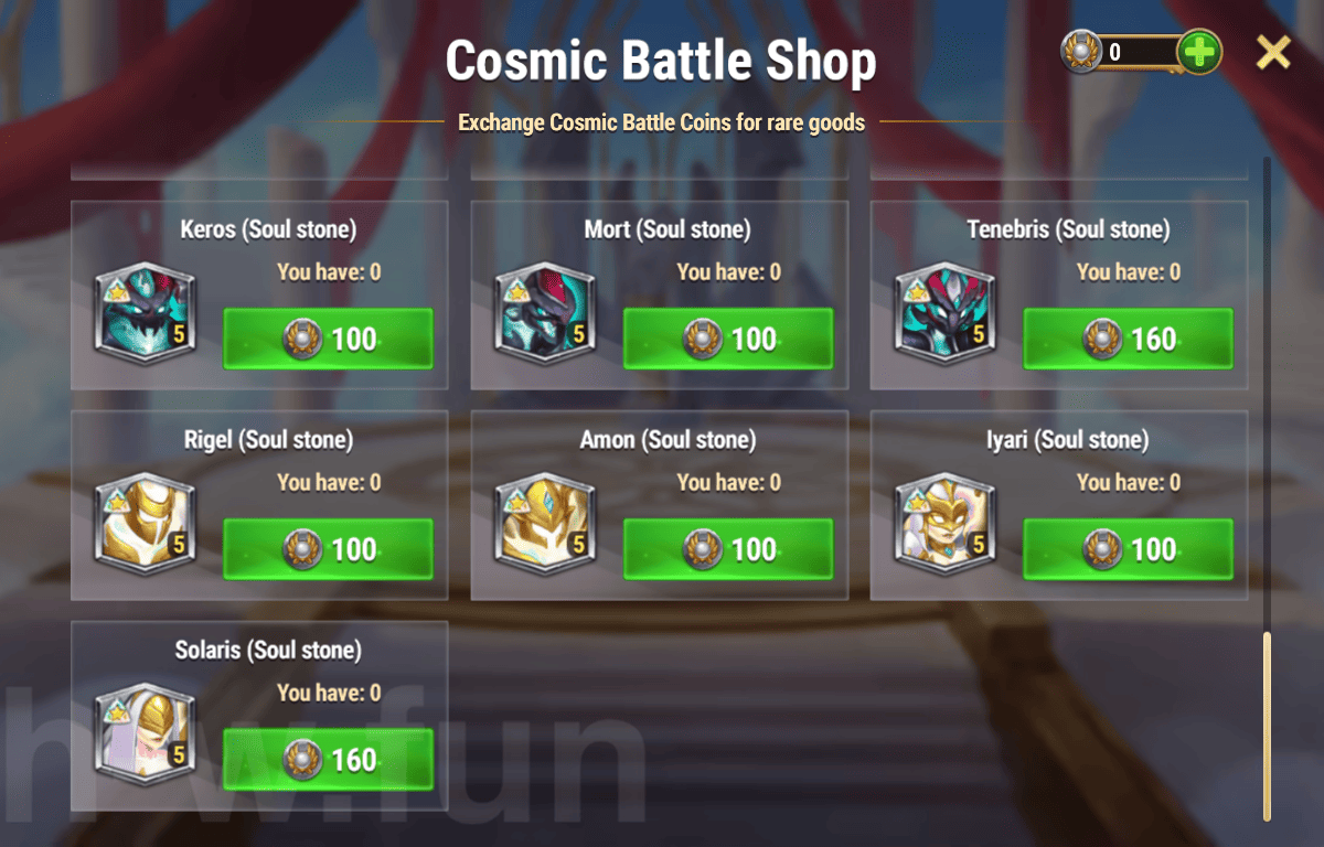 [Hero Wars Guide] Cosmic Battle Titan Edition Shop Ver2