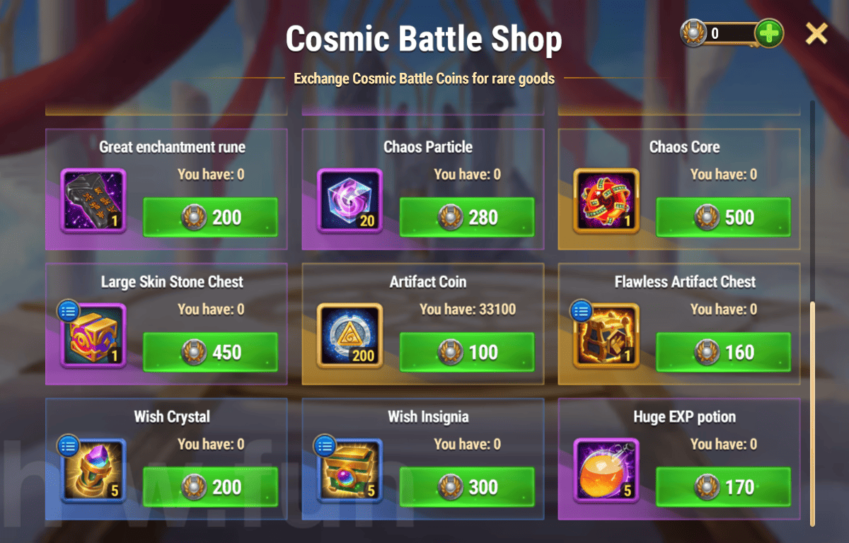 [Hero Wars Guide] Cosmic Battle Shop